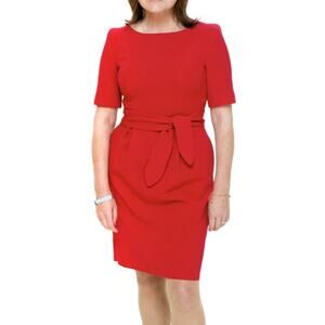 COAST Pagoda Shoulder Belted Piper Dress in Red  Pockets  SZ 6